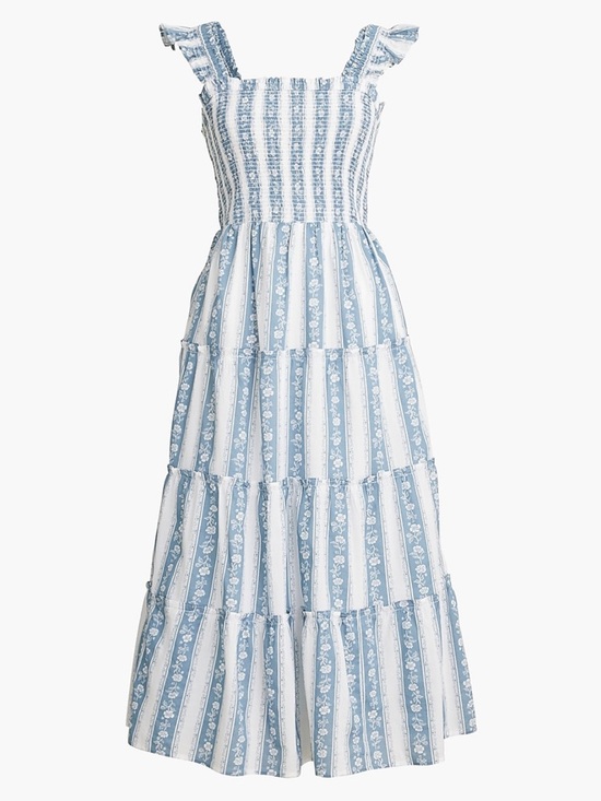 J. Crew Dresses & Skirts - J Crew Doen-like floral printed smocked ruffle cotton midi dress
